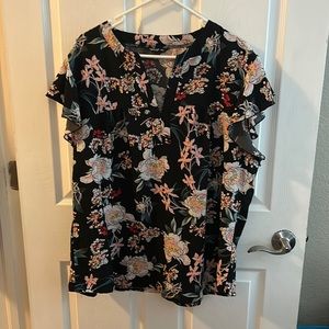 Black floral shein blouse